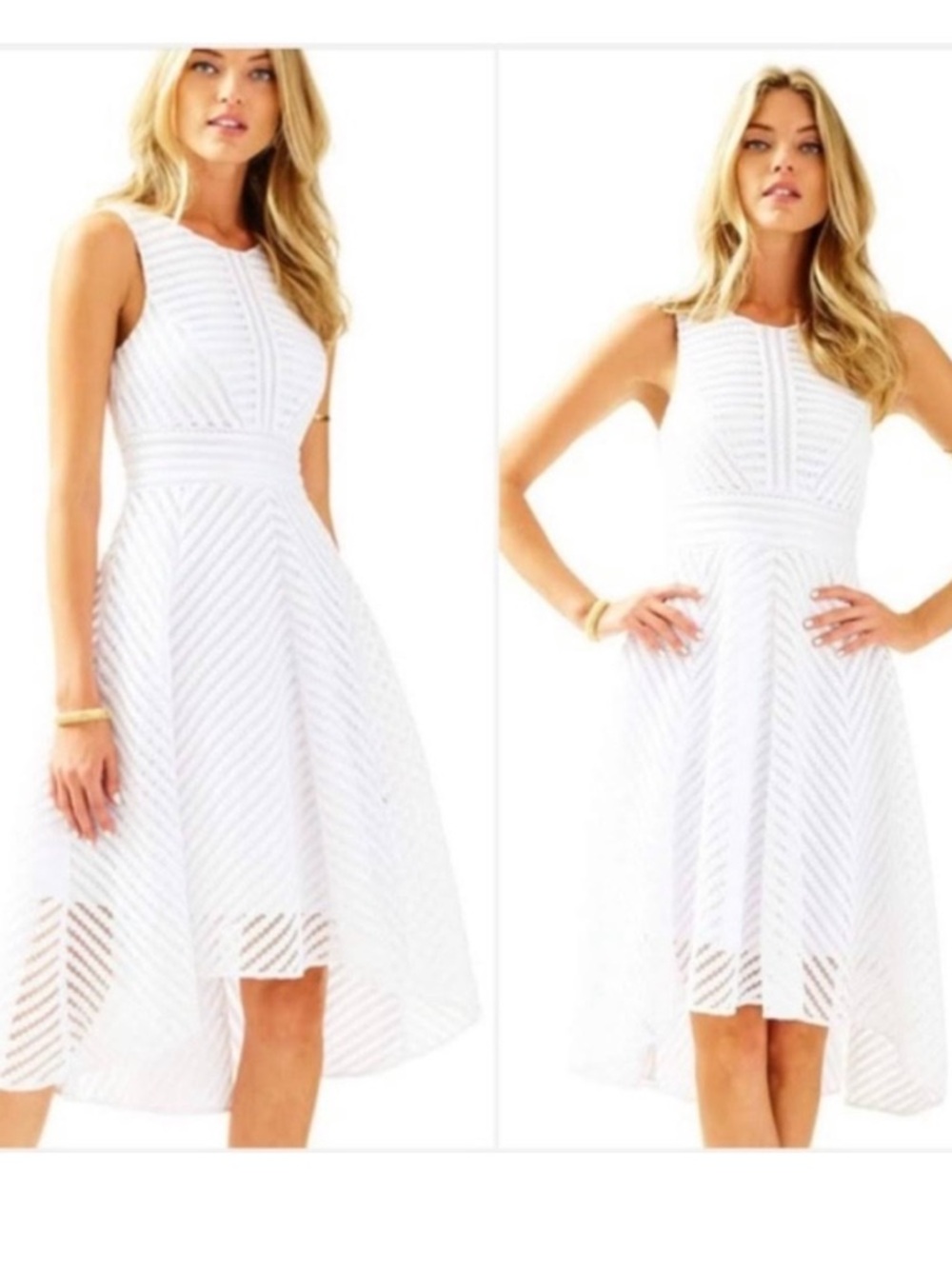 Lilly Pulitzer White Sleeveless High-Low Fit & Flare Dress